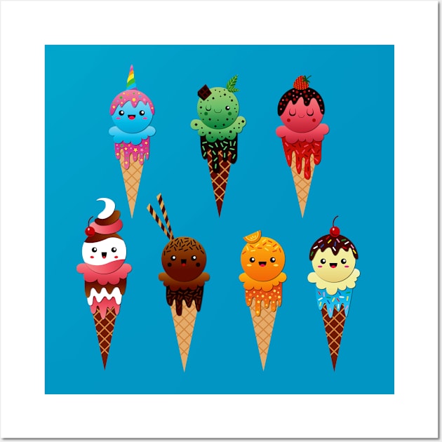 Kawaii Ice Cream Wall Art by xyabut2